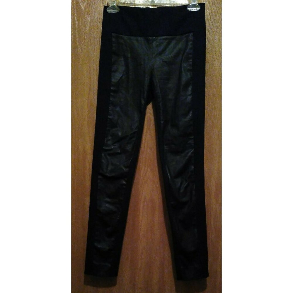 IRO Ilyes Leather-Front Ponte Leggings Size 34 EUC Back Zipper Pre-Owned